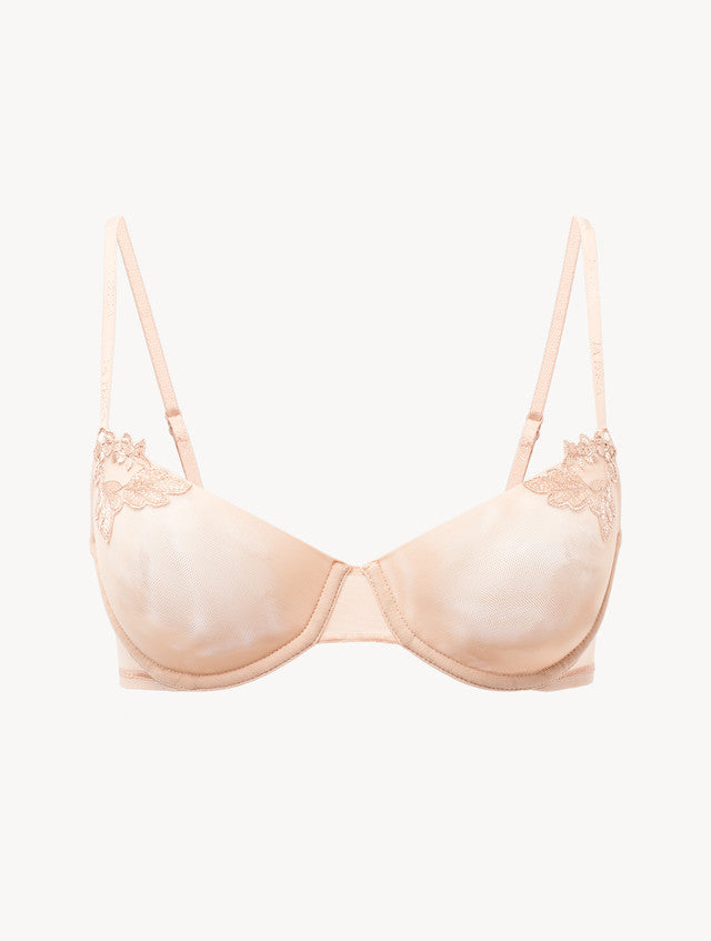 Balconette Bra in sand stretch tulle