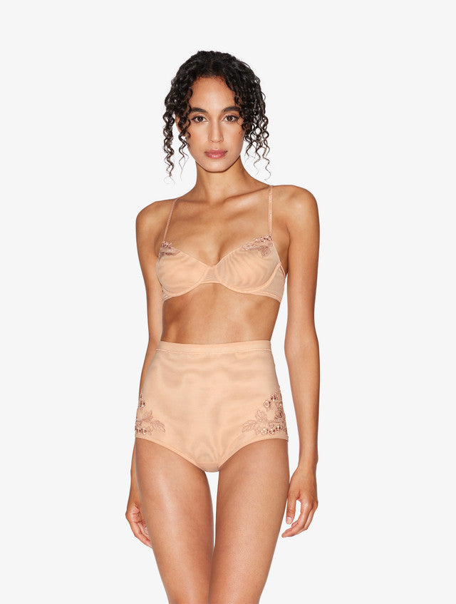 Balconette Bra in sand stretch tulle