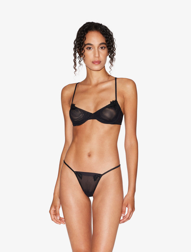 Balconette Bra in black in stretch tulle