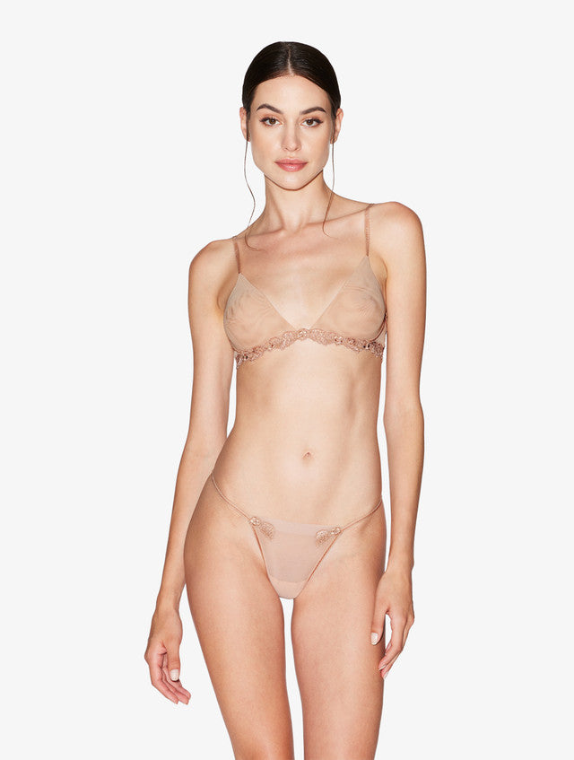 Triangle Bra in sand stretch tulle