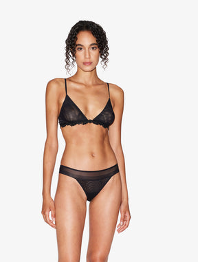 Triangle Bra in sheer black stretch tulle