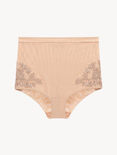 High-waisted Briefs in sand stretch tulle