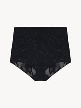High-waisted Briefs in black stretch tulle
