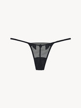 Thong in sheer black stretch tulle