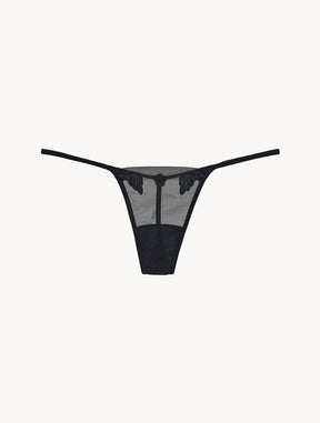 Thong in sheer black stretch tulle