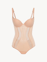 Bodysuit in sand stretch tulle