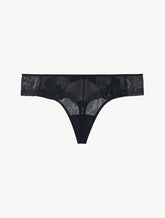 Thong in sheer black embroidered tulle