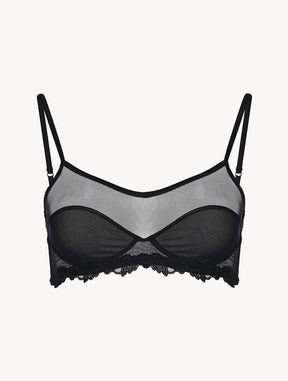 Bralette in black stretch tulle