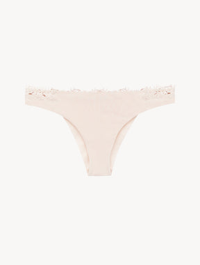Brazilian brief in rose beige Lycra with macrame