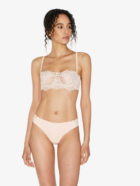 Brazilian brief in rose beige Lycra with macrame