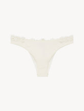 Brazilian brief in off-white Lycra with macrame