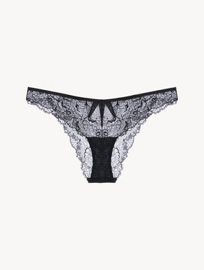 Brazilian Briefs in Black with Leavers Lace