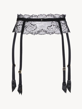 Suspender Belt in Black with Leavers Lace