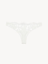 Thong in Off White with Cotton Leavers Lace