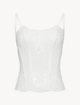 Soft Corset in Off White with Cotton Leavers Lace