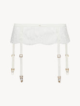 Suspender Belt in Off White with Cotton Leavers Lace