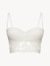 Bandeau Bra in Off White with Cotton Leavers Lace