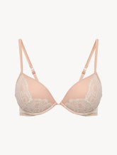 Push-Up Bra in Linen and Nude Rose with Leavers lace