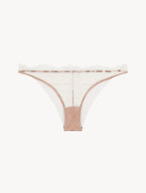 Brazilian Brief in Linen and Nude Rose with Leavers lace