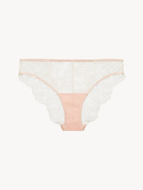Brief in Linen and Nude Rose with Leavers lace