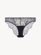 Brief in Steel Blue and Black with Leavers lace