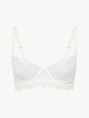 Balconette Bra in Off White with Leavers lace