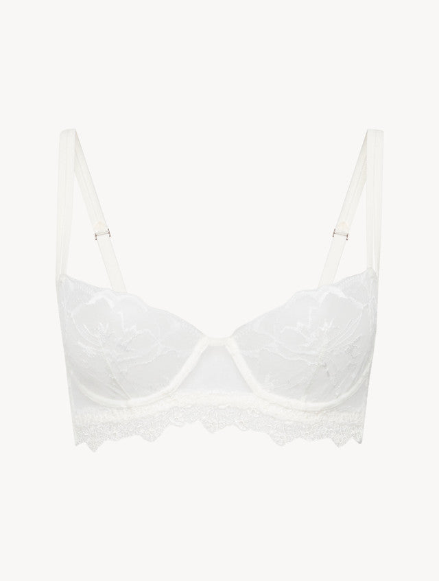Balconette Bra in Off White with Leavers lace