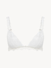 Soft Triangle Bra in Off White with Leavers lace