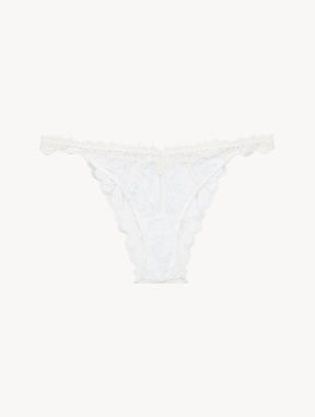 Brazilian Brief in Off White with Leavers lace