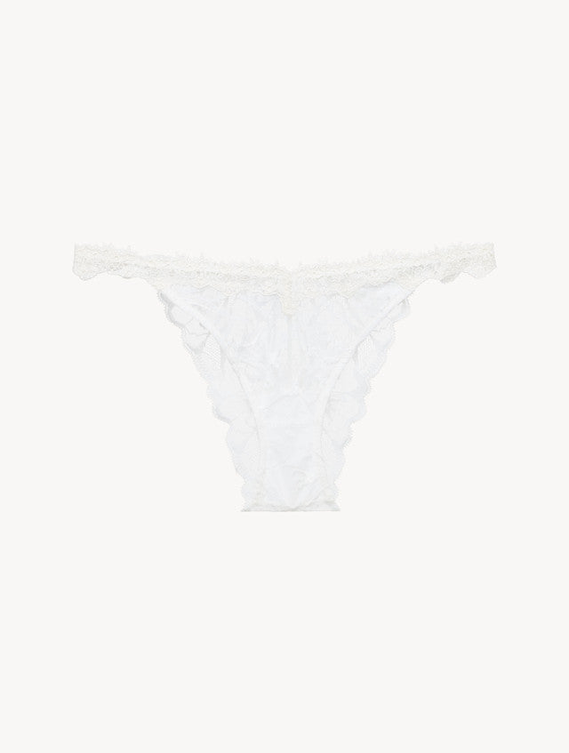 Brazilian Brief in Off White with Leavers lace
