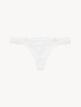 Thong in Off White with Leavers lace
