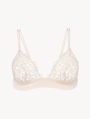 Rose Beige triangle bra with macramé