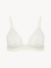 Off-white triangle bra with macramé