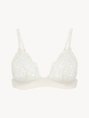 Off-white triangle bra with macramé