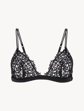 Black triangle bra with macramé