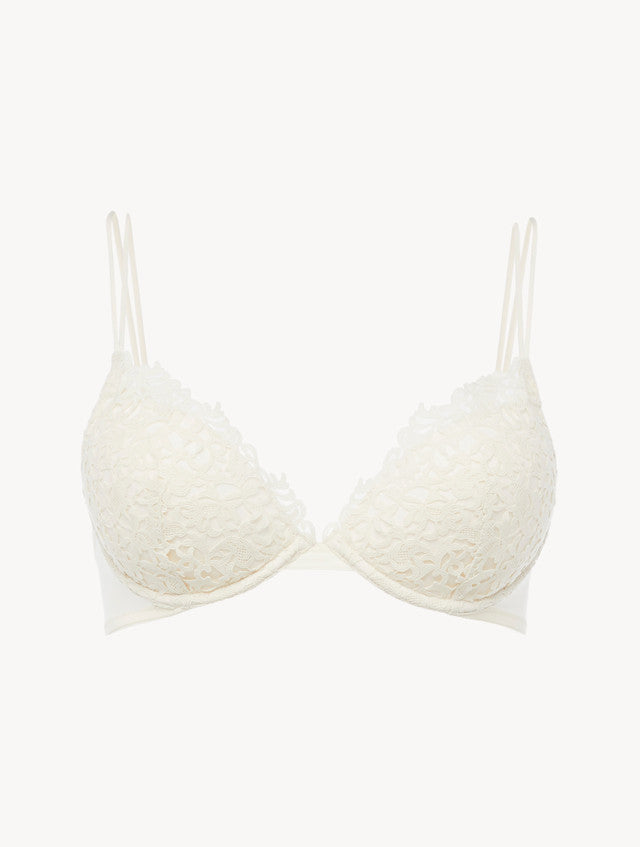 Off-white macramé push-up bra