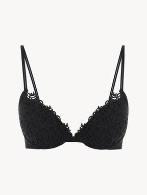Black push-up bra with macramé