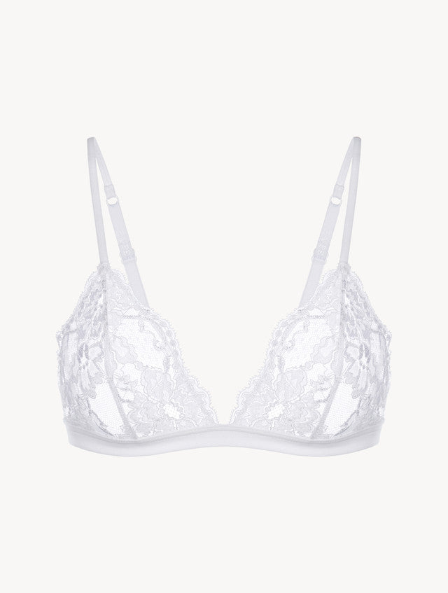 White lace triangle bra