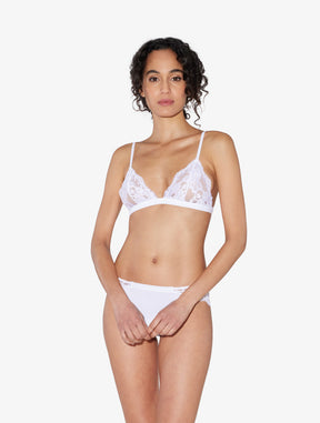 White lace triangle bra