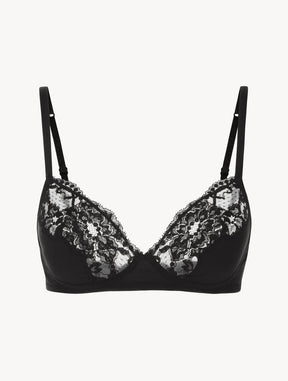 Black cotton non-wired bra