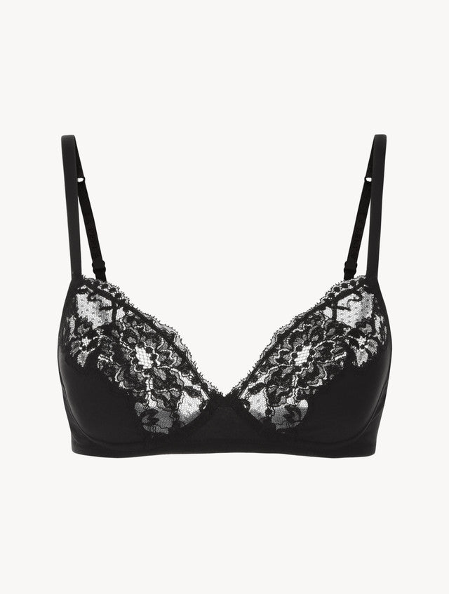 Black cotton non-wired bra