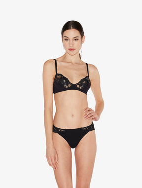 Black cotton non-wired bra