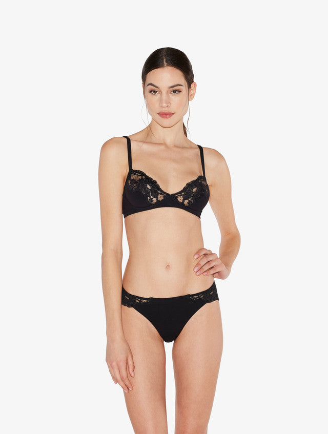 Black cotton non-wired bra