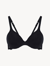 Black lace and cotton underwired bra