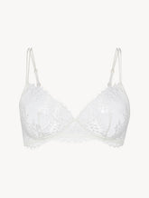 Off-white non-wired Leavers lace bra