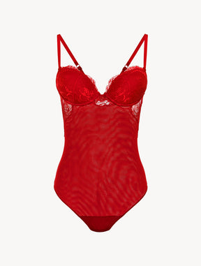 Red lace bodysuit