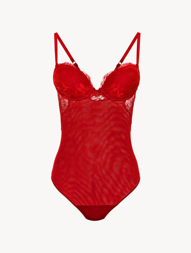 Red lace bodysuit