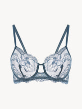 Dark blue lace underwired bra