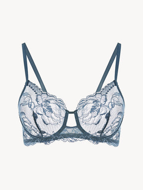 Dark blue lace underwired bra