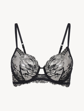 Black lace underwired bra